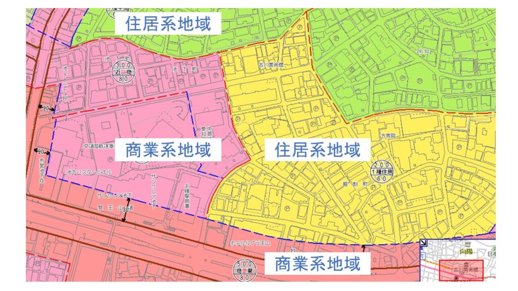 名古屋市の商業と住宅の用途地域情報